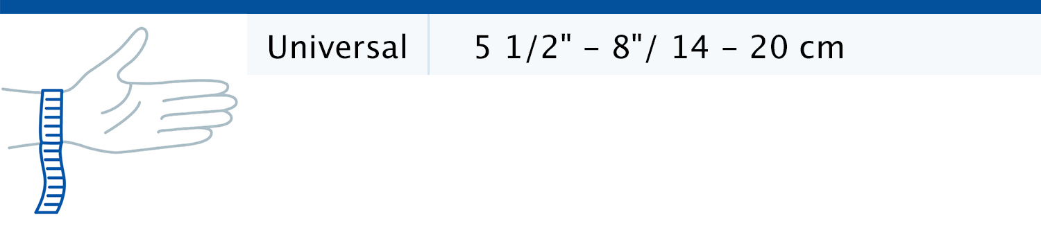 Tabella con le misure per la polsino elastico Actimove Everyday Supports con fascia regolabile Tabella con le misure per la polsino elastico Actimove Everyday Supports con fascia regolabile